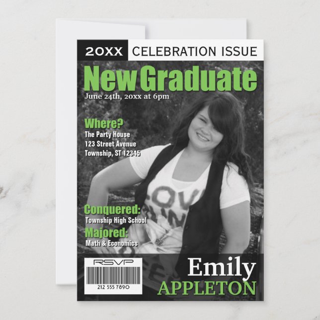 Couverture de magazine Green Graduation Invitation (Devant)