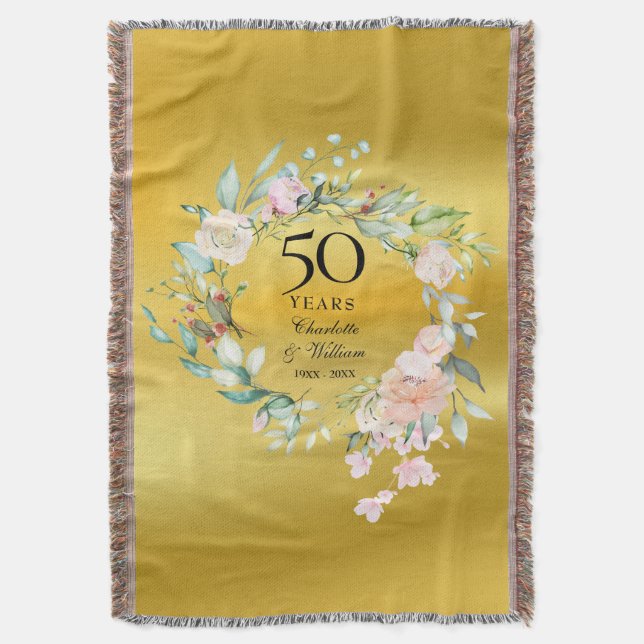 Couverture de mariage 50 ans feuillet or floral (devant Vertical)