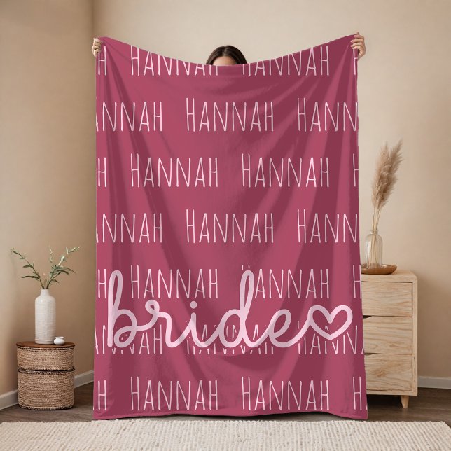 Couverture de mariage personnalisée Cadeau de mari (Personalized Bridal Party Throw Blanket Gift for Bride, Custom Name Wedding Blanket Gift for Bride)
