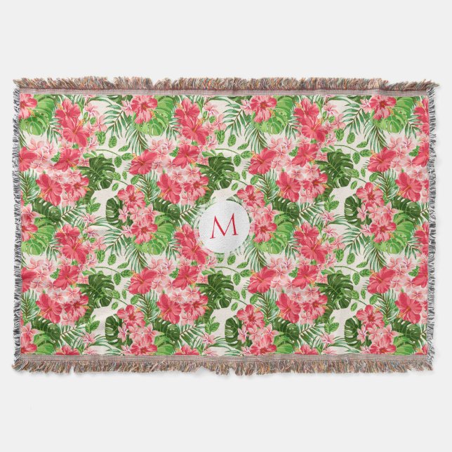Couverture de monogramme T personnalisée Hibiscus (Devant)