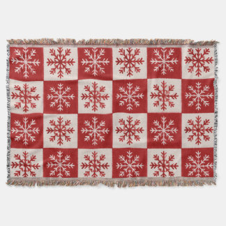 Couverture de Noël flocon de neige rouge et crème