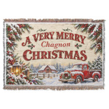 Couverture de Noël vintage de ferme camion rouge