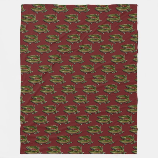 Couverture de pêche Saumon Poisson Art Fleece Blan (Devant)