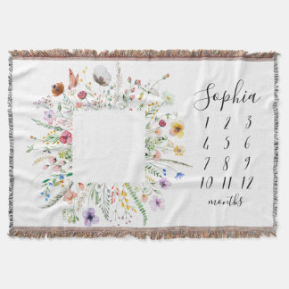 Couverture de référence bébé tissée florale Fleur