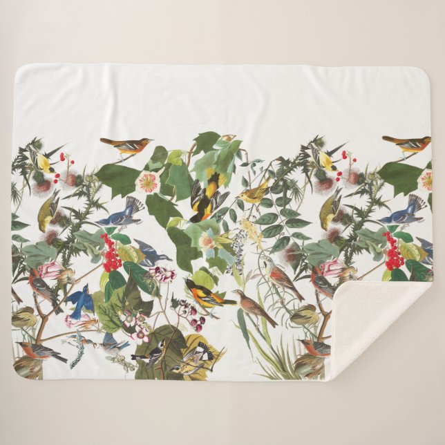 Couverture de Sherpa de faune de collage d'oiseau (Devant (Horizontal))