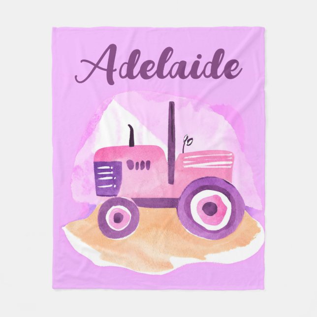 Couverture de tracteur rose et violet personnalisé (Devant)