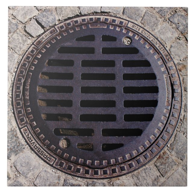 Couverture de trou d'homme et carreau de céramique (Devant)