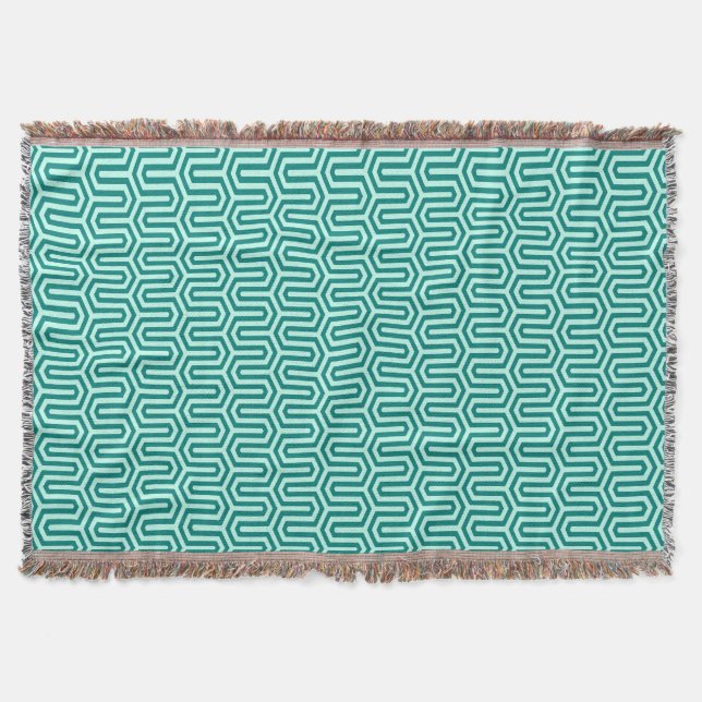 Couverture Déco motif égyptien - turquoise et aqua (Devant)
