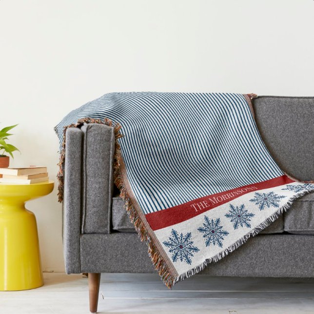 Couverture Décor de flocon d'hiver avec rayures et accentuati (Créateur téléchargé)