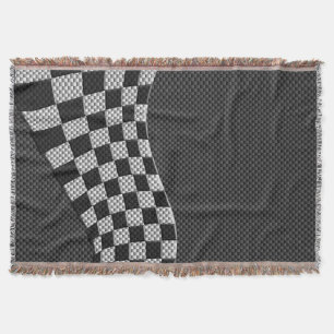 Couverture Décor de vague à drapeau de course de style carbon