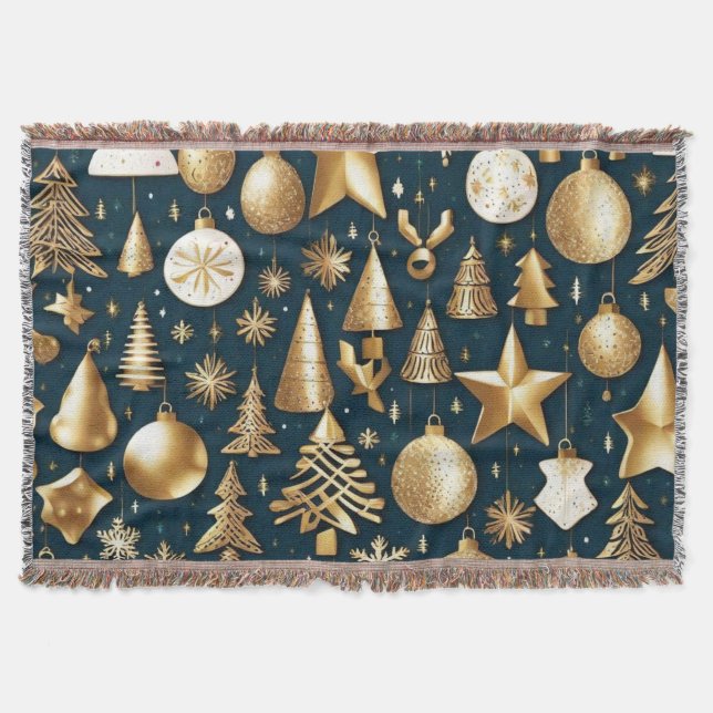 Couverture Décor motif de Noël or et ornements noirs (Devant)