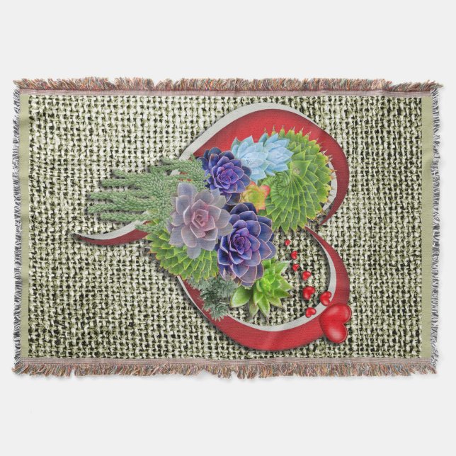 Couverture Décor Plante Succulent dans un coeur (Devant)