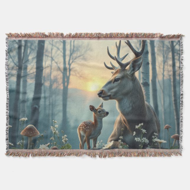 Couverture Deer and fawn at sunset (Devant)
