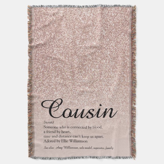 Couverture Définition de Cousine Script Rose Gold Glitter (devant Vertical)