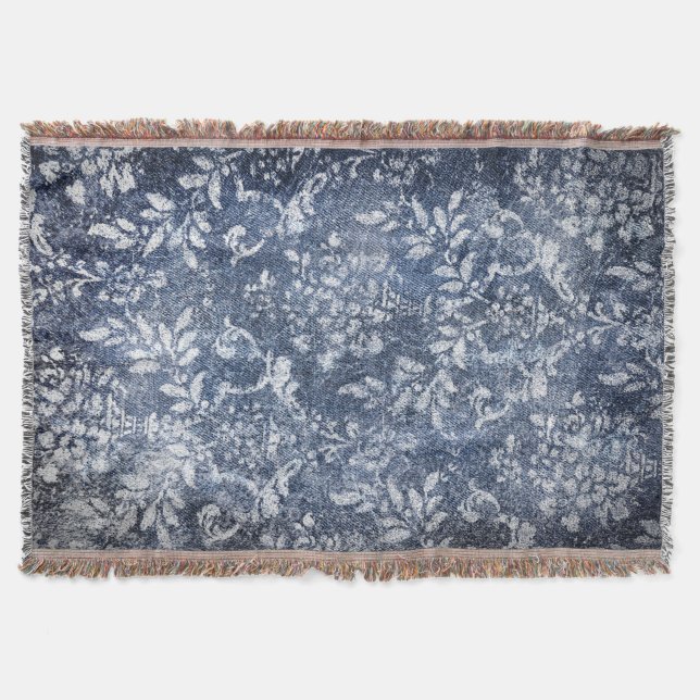 Couverture Denim floral défraîchi : Arrière - plan texturé gr (Devant)