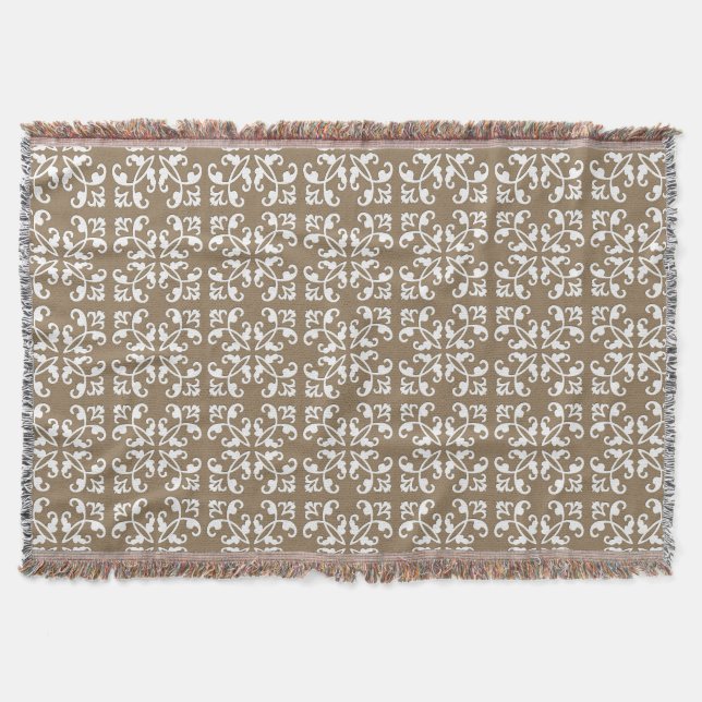 Couverture Dentelle ajourée - blanc sur taupe foncé (Devant)