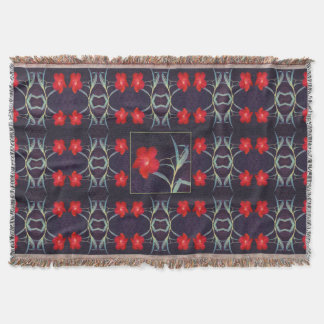 Couverture Design avec Fleurs rouges et Feuilles