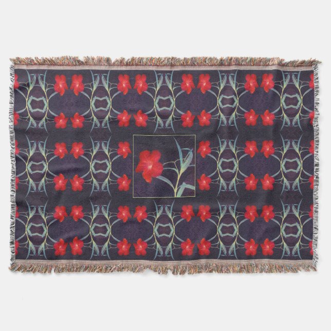 Couverture Design avec Fleurs rouges et Feuilles (Devant)