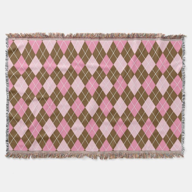 Couverture Designer Throw Blanche par Serenity - Brown et ros (Devant)