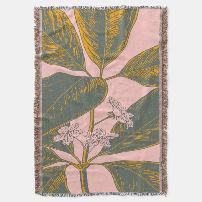 Couverture Dessin botanique rose et vert Palm Frond (devant Vertical)