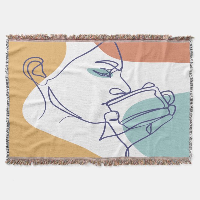 Couverture dessin d'art affiche d'une femme buvant du café (Devant)