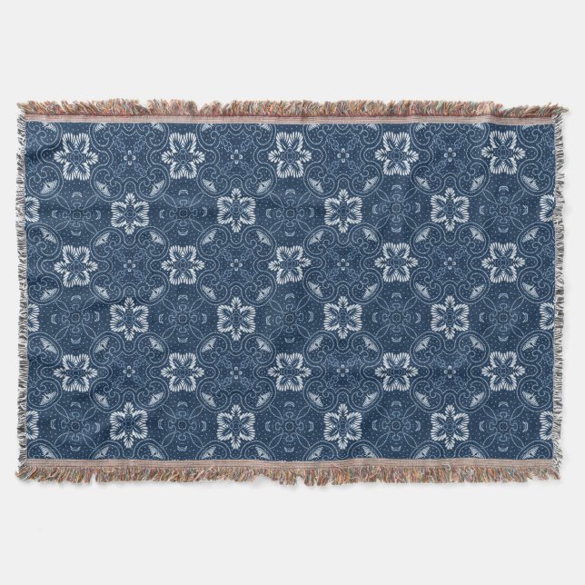 Couverture Dessin floral bleu et blanc (Devant)
