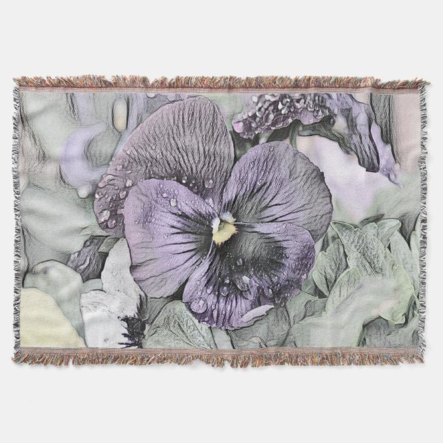 Couverture Dessin Vintage floral rose violet (Devant)