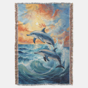 Couverture Deux dauphins de saut artistique Coucher de soleil