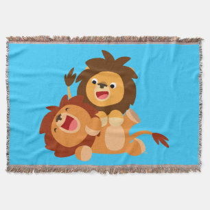 Couverture Deux Jolies Lions De Dessin Joué Jouer Blanche
