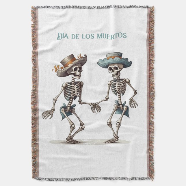 Couverture Dia de los Muertos dansant squelettes personnalisa (devant Vertical)
