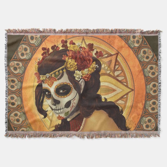 Couverture Dia De Los Muertos Throw Pillow (Devant)