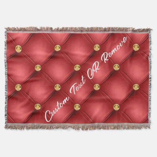 Couverture Diamant Rouge Tufted Thon Blanket Texte Personnali (Devant)