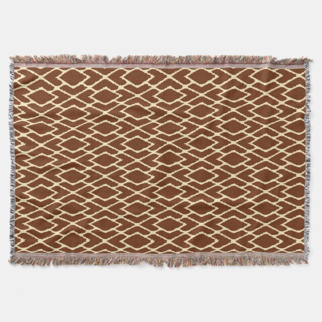 Couverture Diamants Ikat - Marron chocolat et crème (Devant)