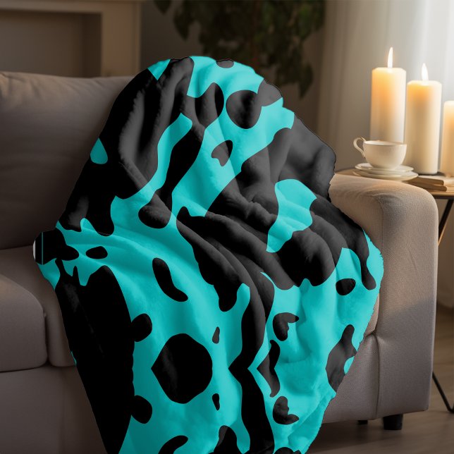 Couverture d'impression de vache noire et turquois (Créateur téléchargé)