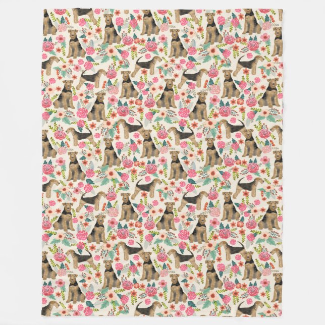 Couverture d'impression florale Airedale Terrier (Devant)