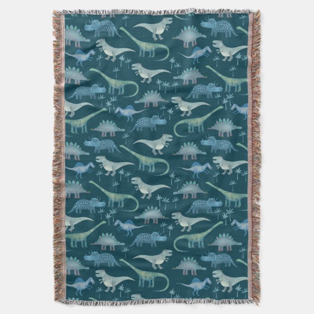 Couverture Dinosaur Motif Turquoise Vert (devant Vertical)