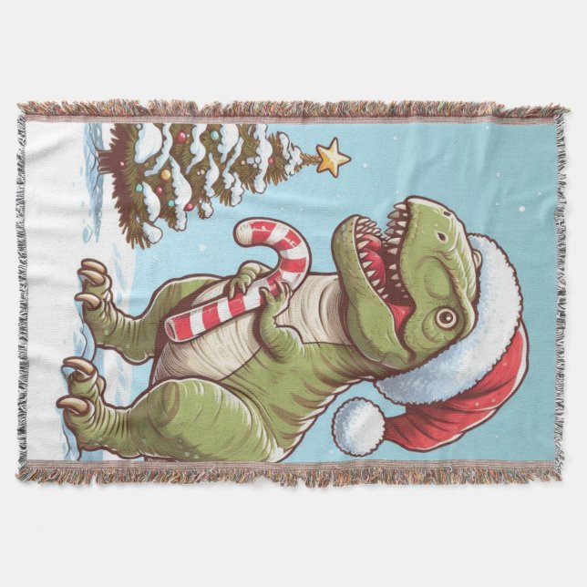 Couverture Dinosaure sucre de canne de Noël mignon (Devant)