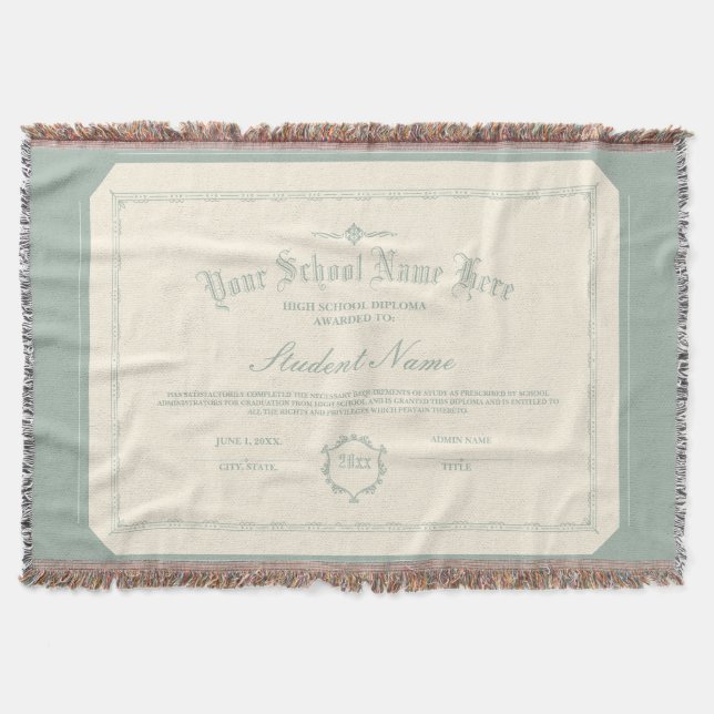 Couverture Diplôme personnalisé traditionnel Vert doux (Devant)