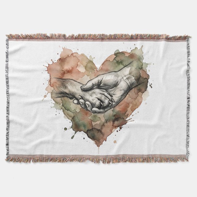 Couverture Dog Lover Human Animal Bond Watercolor Heart (Devant)