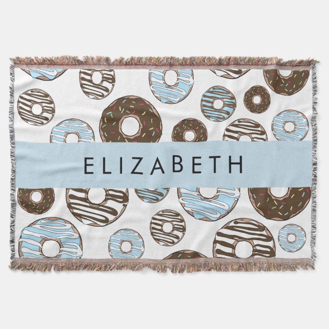 Couverture Donuts Bleus, Donuts Brown, Sprinkings, Votre Nom (Devant)