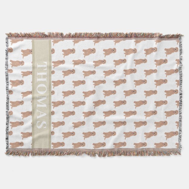 Couverture Doodle doré rouge Apricot personnalisé (Devant)