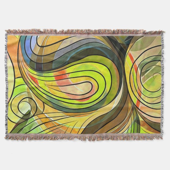 Couverture Doodle jaune et marron automnal avec lignes noires (Devant)