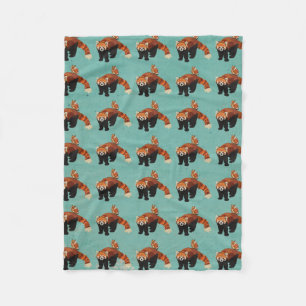 Couverture d'ouatine de panda rouge et de hibou