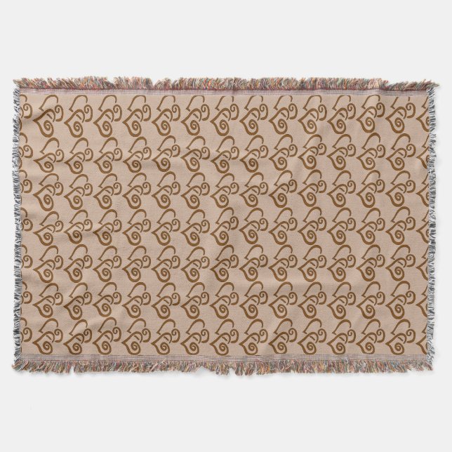 Couverture Double Chocolat Brown Coeurs Motif (Devant)