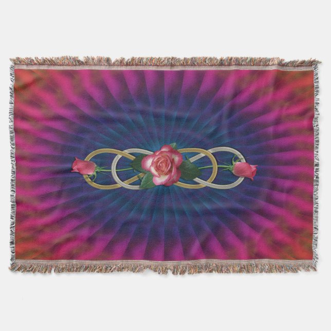 Couverture Double Infinity Roses d'or en argent + votre backg (Devant)