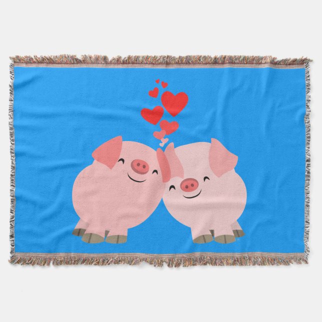 Couverture Doux cochons de dessin animé amoureux plaid (Devant)