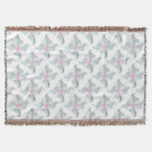Couverture Dove rose avec Fleurs et Fronds en argent