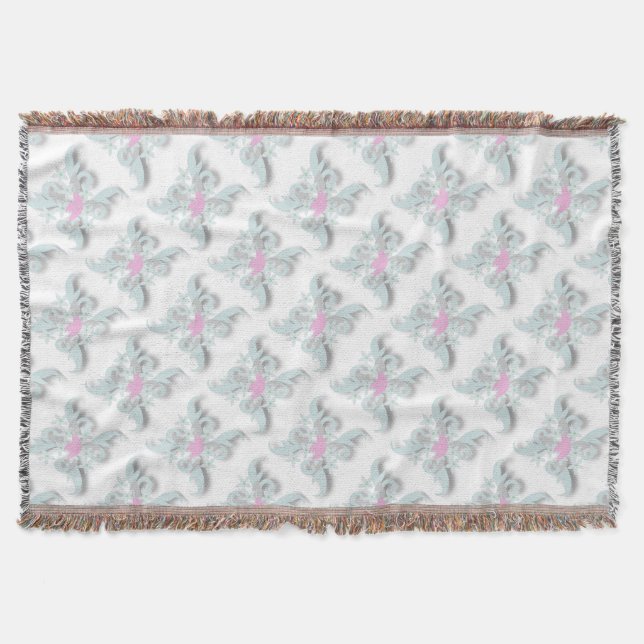 Couverture Dove rose avec Fleurs et Fronds en argent (Devant)