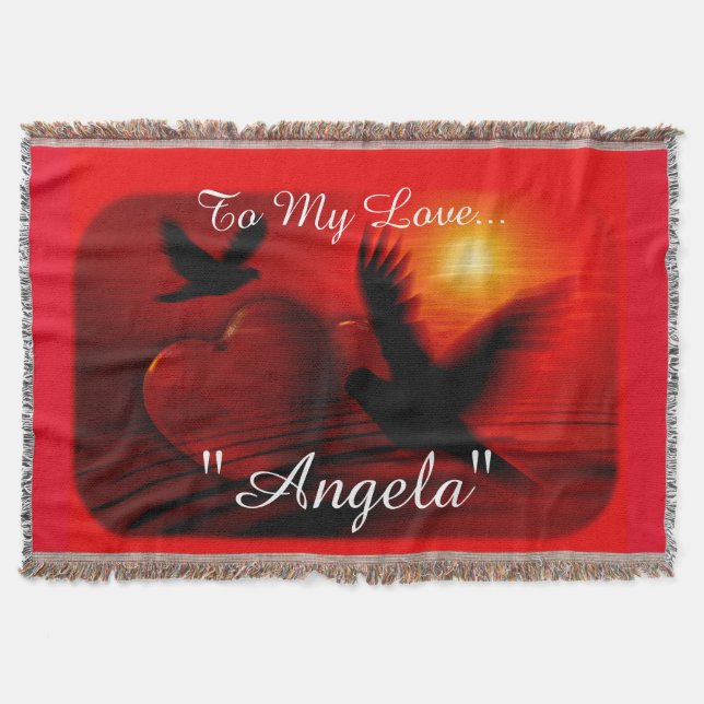 Couverture Doves & Coeurs Amour design Thon Blanket (Devant)