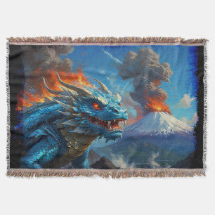 Couverture Dragon bleu chinois et volcan
